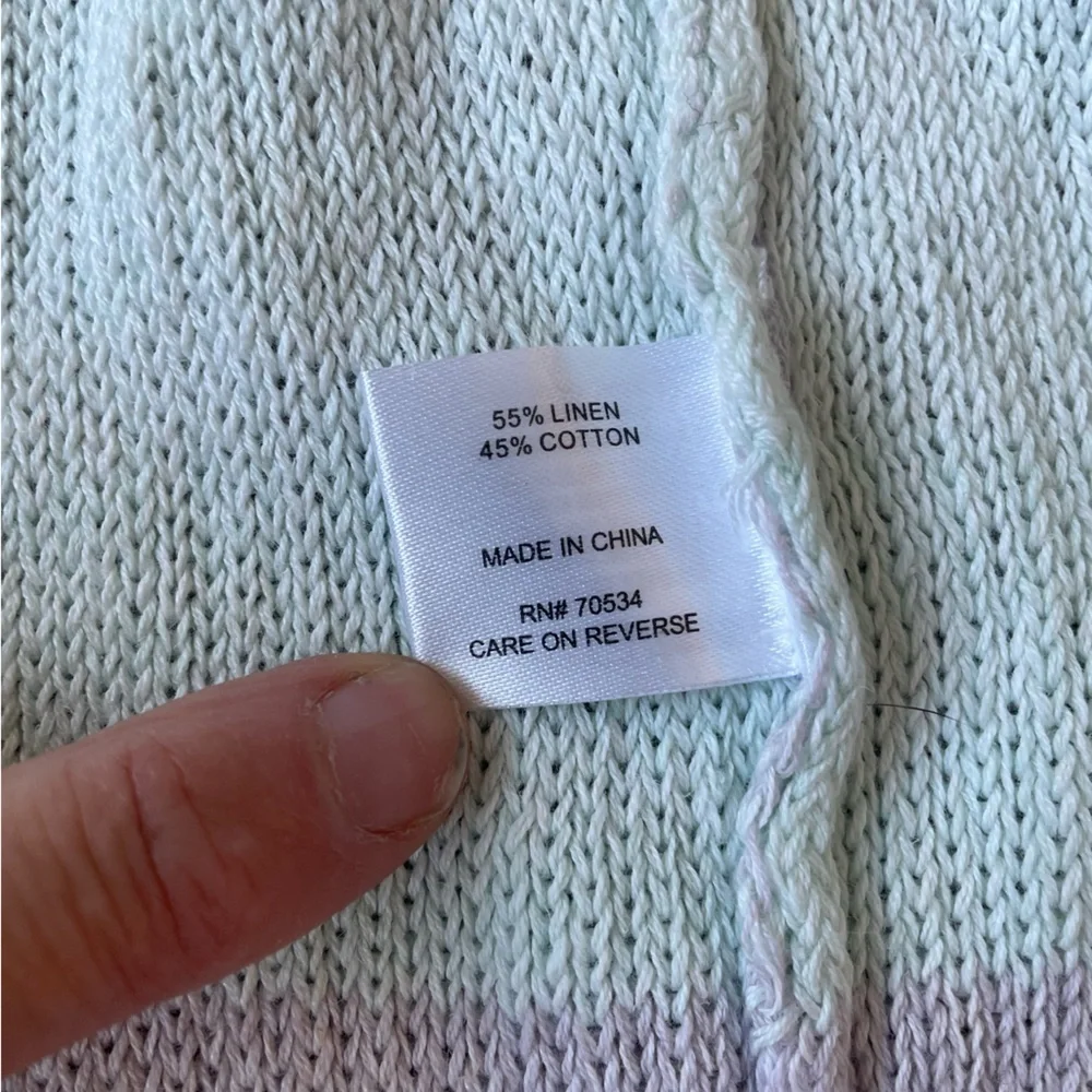 NWT Orvis Linen/Cotton Blend Striped Open Cardigan Women Sz L Purple Boho Casual